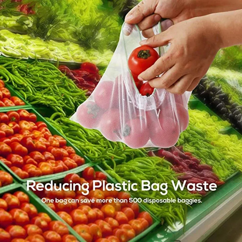 5PCS Reusable Net Bags for Fruit and Vegetable Produce Washable Mesh Bag for Food Storage String Bag Eco Friendly Kitchen Organizer
