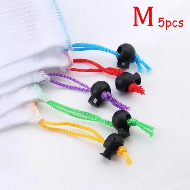 5PCS Reusable Net Bags for Fruit and Vegetable Produce Washable Mesh Bag for Food Storage String Bag Eco Friendly Kitchen Organizer