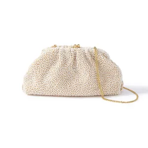Accessorize London Women's White Pearl Cloud Clutch Party Bag