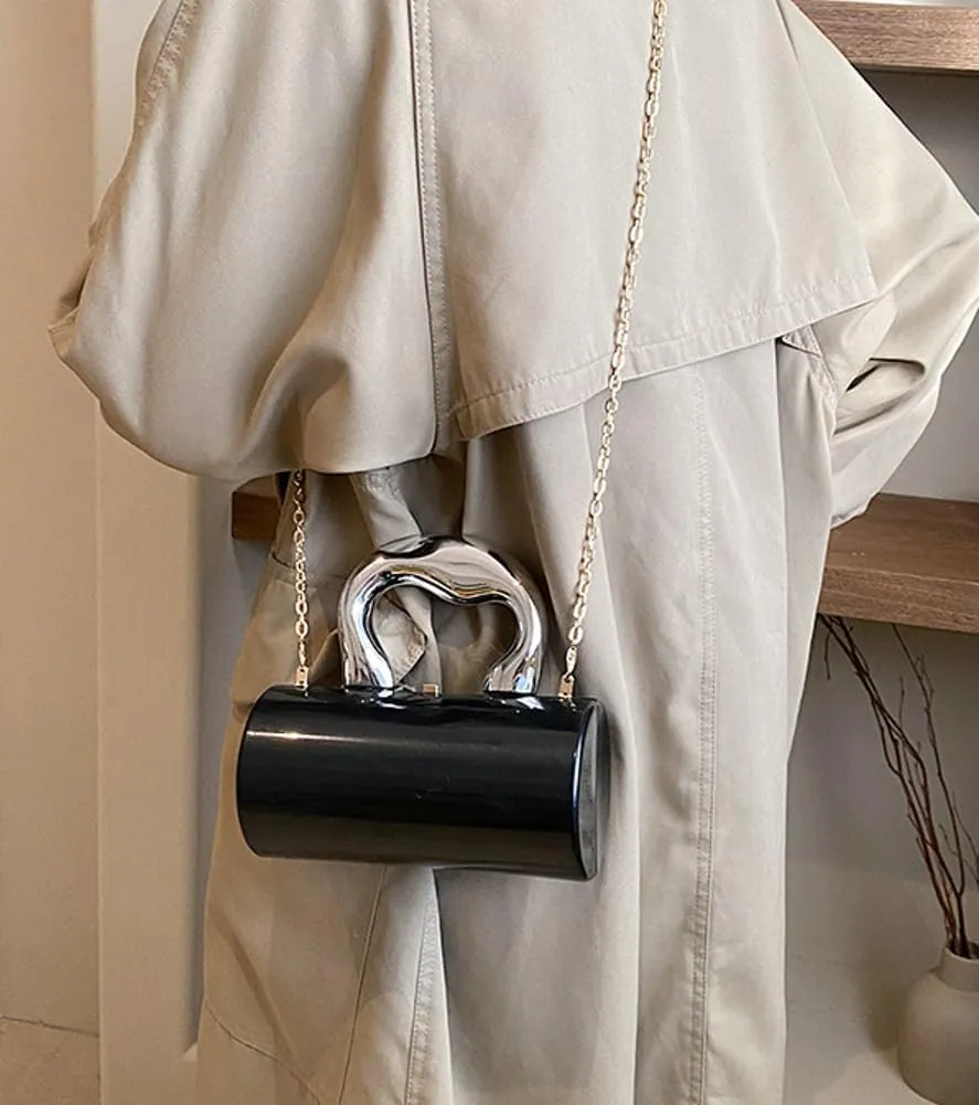 Acrylic Clutch Tote for Women - Silver Crossbody Shoulder Bag, Hobo Satchel, Y2k Style Purse 2025