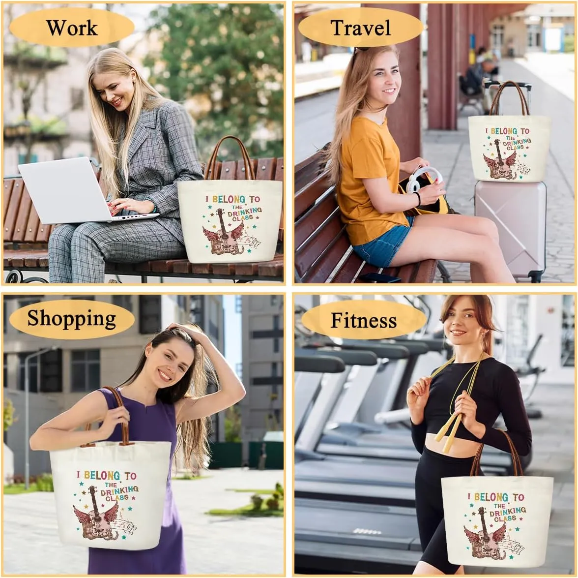 Aesthetic Canvas Tote Bag for Women Reusable Grocery Shopping Bag With Handles Funny Tote Bag -Just A Girl Who Loves