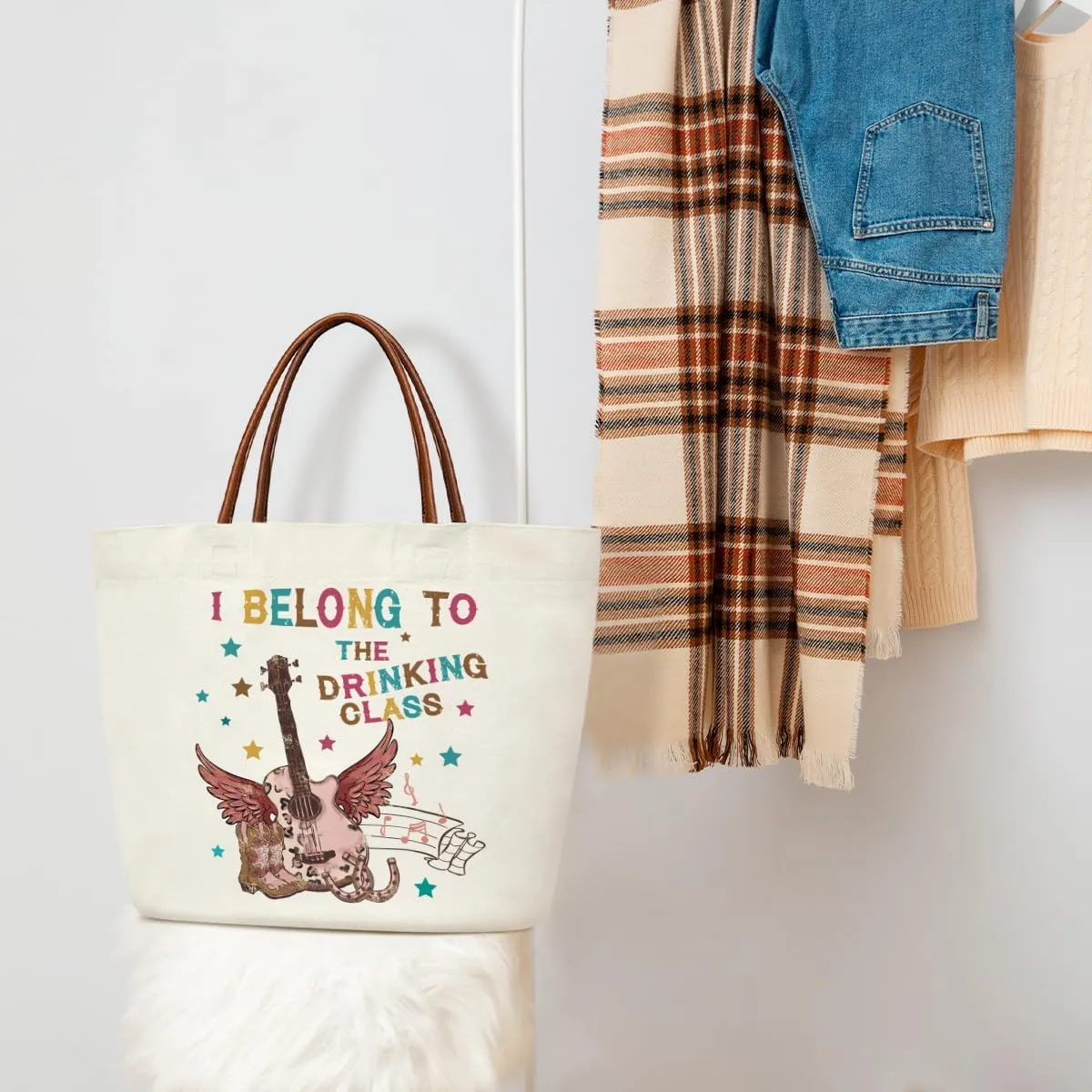 Aesthetic Canvas Tote Bag for Women Reusable Grocery Shopping Bag With Handles Funny Tote Bag -Just A Girl Who Loves