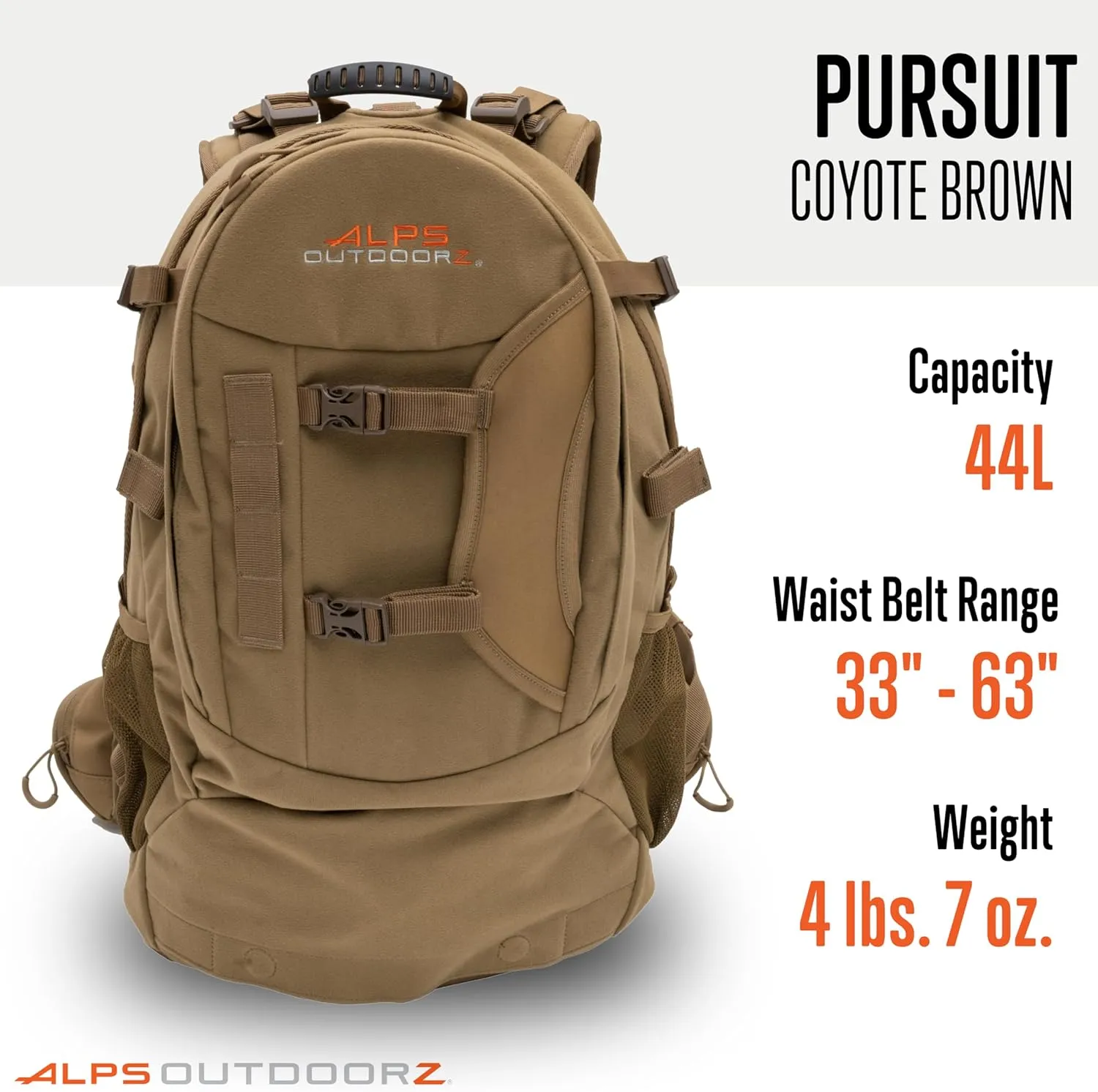 ALPS OutdoorZ Unisex Adult Pursuit Pack, Coyote Brown, 44 L