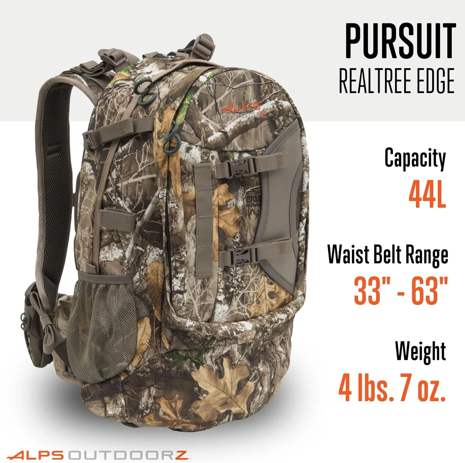 ALPS OutdoorZ Unisex Adult Pursuit Pack, Realtree Edge-New, 44 L