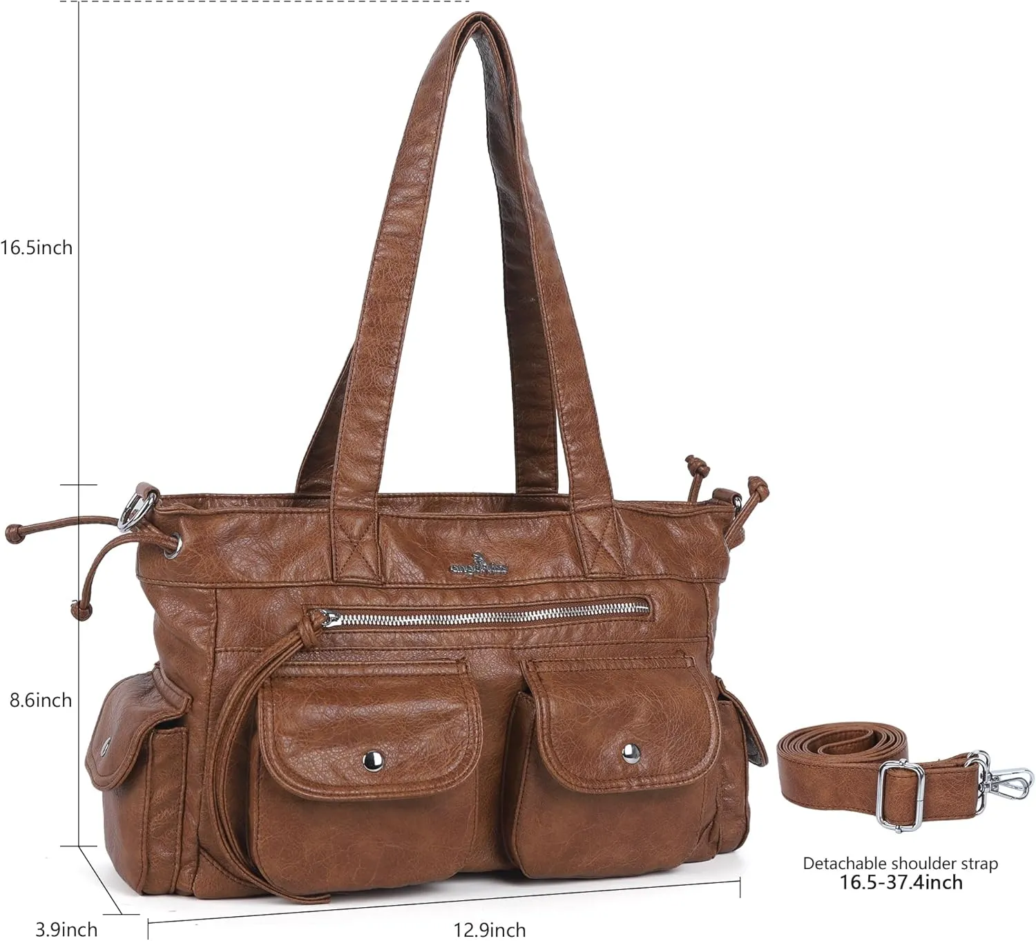Angel Kiss Handbags for Women Soft Vegan Leather Purses Multiple Pockets Shoulder Bags Ladies Roomy Zippers Tote Bag