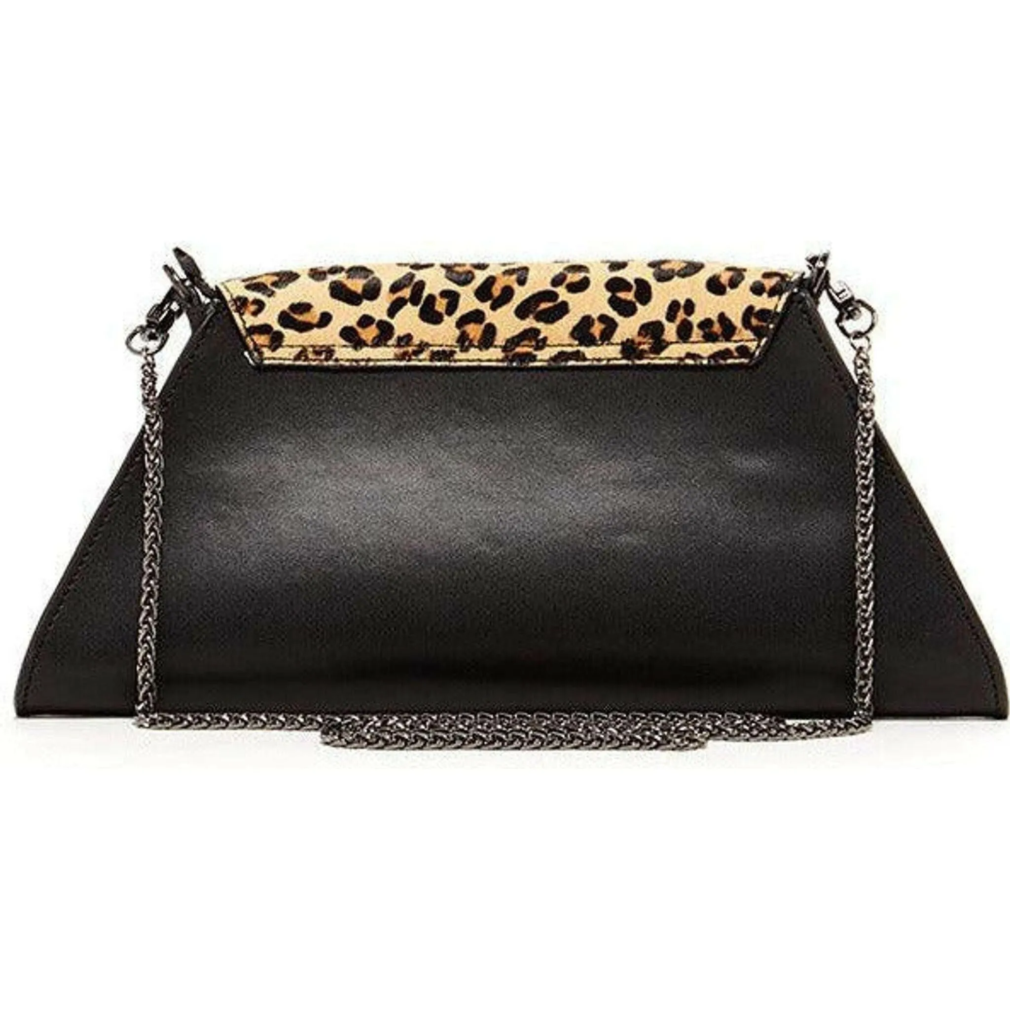 Angelica Black Leopard Clutch Bag