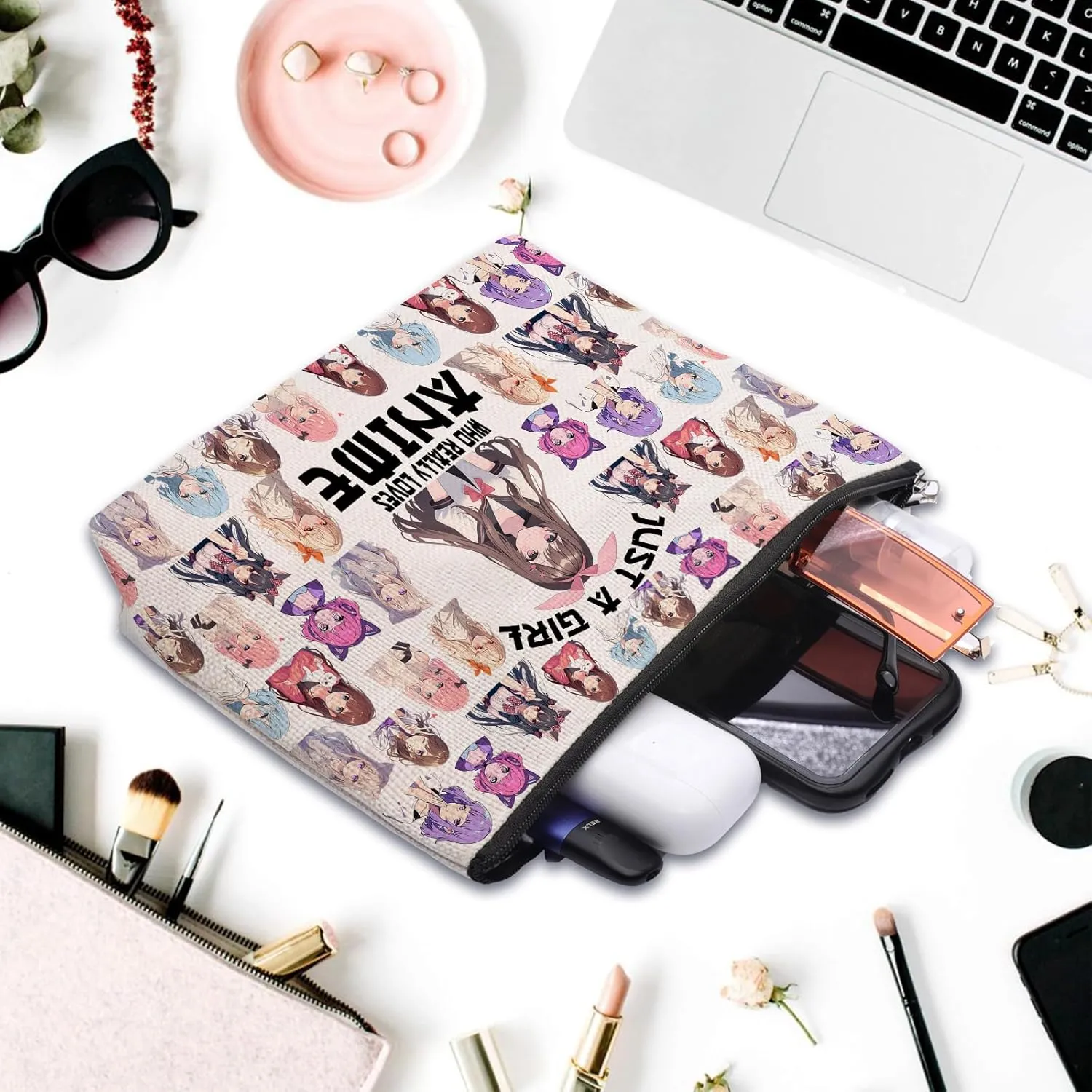 Anime Fans Makeup Bag, Anime Lover Gift, Anime Gifts for Women, Anime Merch Stuff Accessories Cosmetic Makeup Bag Pouch