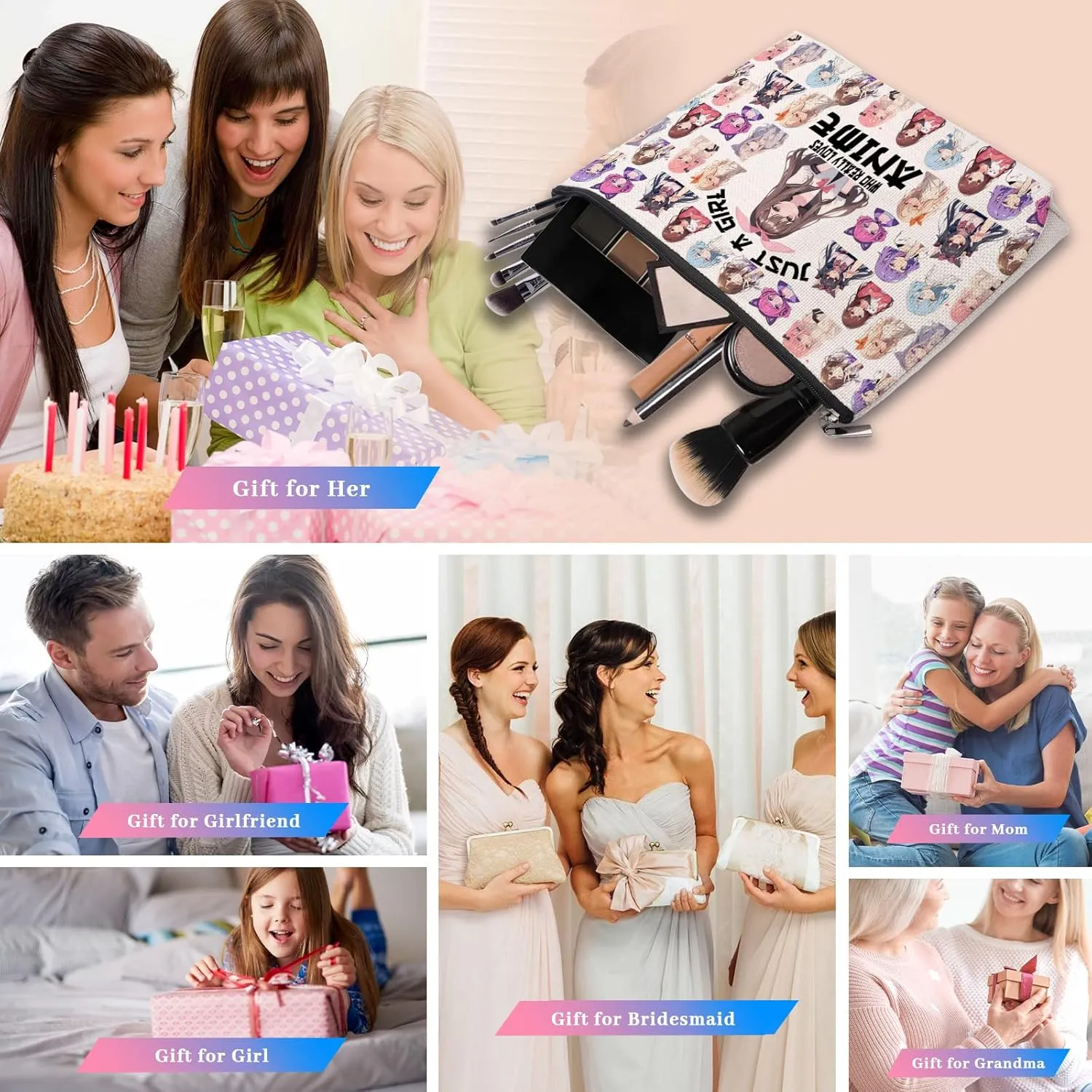 Anime Fans Makeup Bag, Anime Lover Gift, Anime Gifts for Women, Anime Merch Stuff Accessories Cosmetic Makeup Bag Pouch