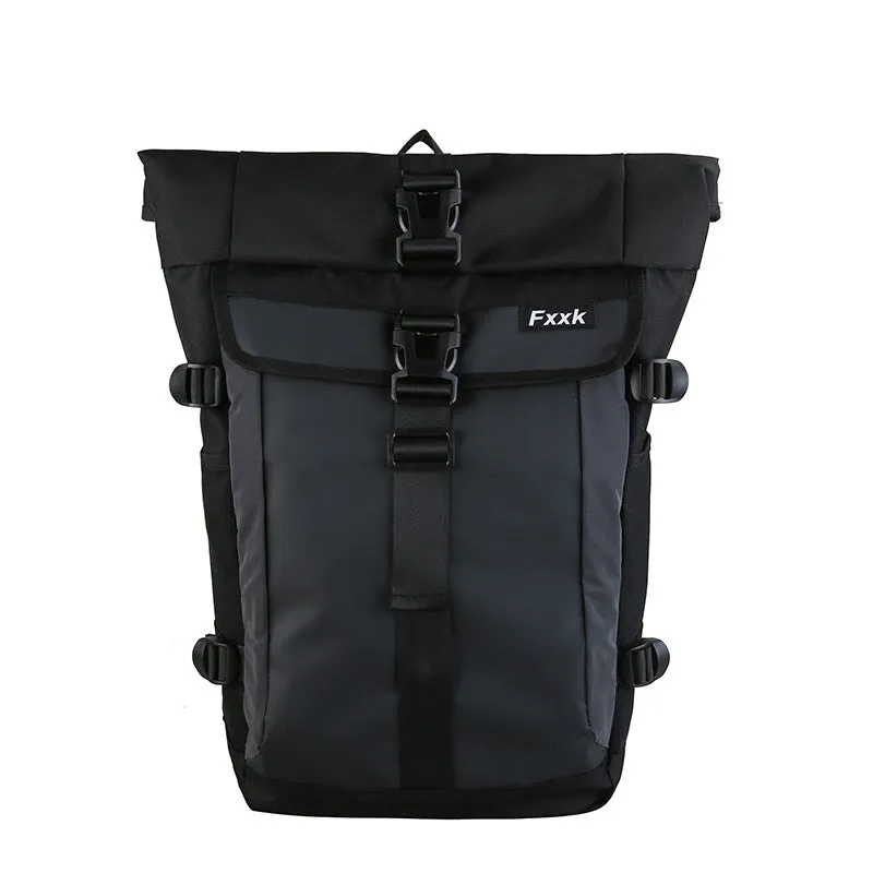 Backpack Curved Edge All-Match Waterproof  Men's Korean-Style Casual Trendy Cool Large-Capacity Bucket Bag College Students Bag
