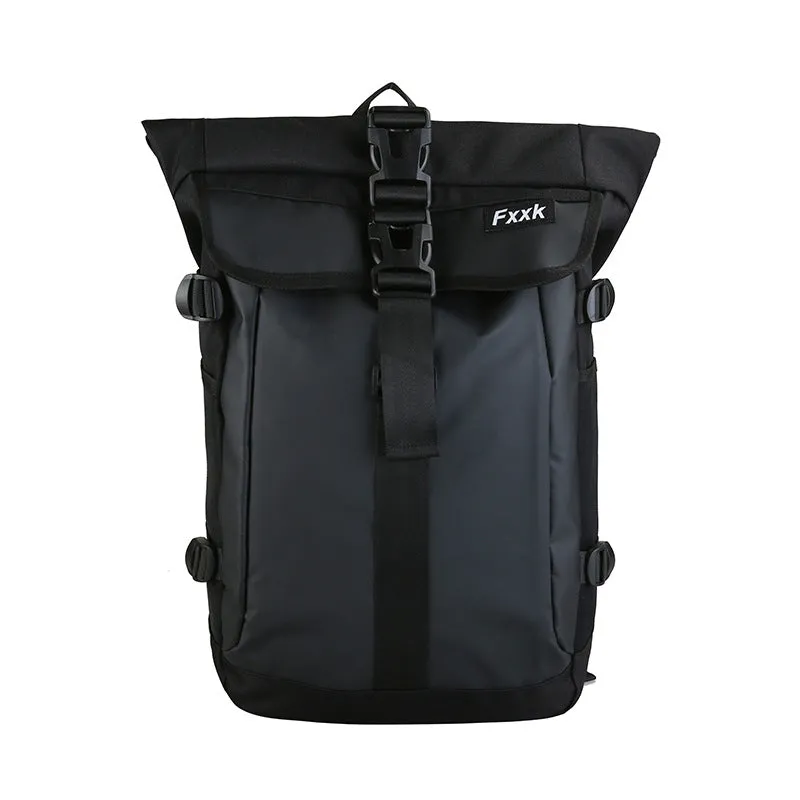 Backpack Curved Edge All-Match Waterproof  Men's Korean-Style Casual Trendy Cool Large-Capacity Bucket Bag College Students Bag