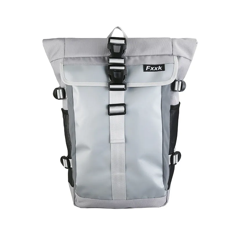 Backpack Curved Edge All-Match Waterproof  Men's Korean-Style Casual Trendy Cool Large-Capacity Bucket Bag College Students Bag