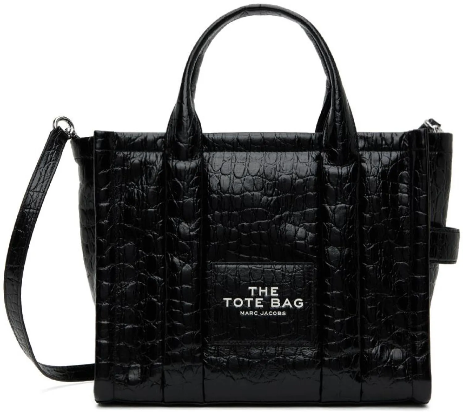Black Small 'The Croc-Embossed' Tote