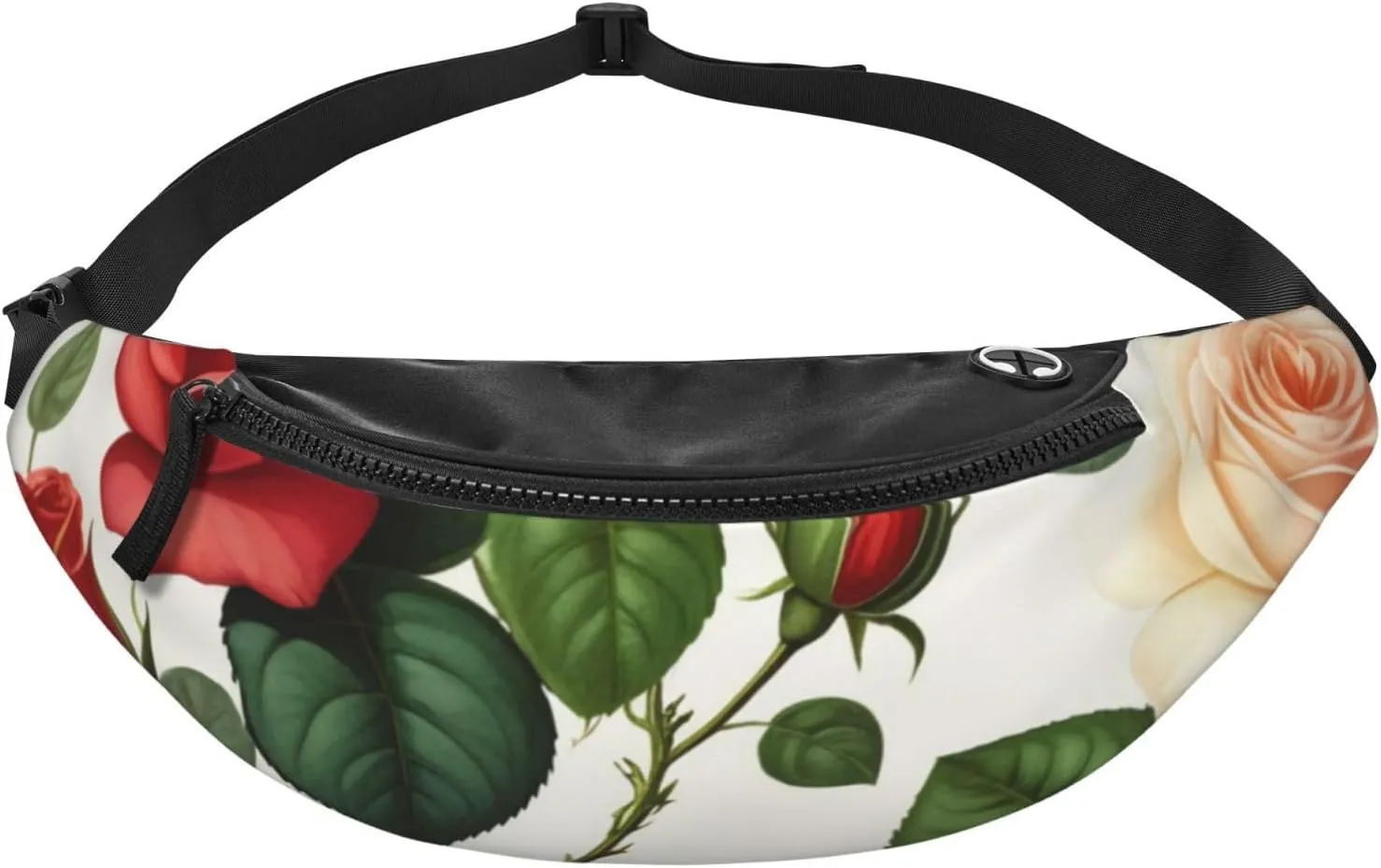 Casual Floral Rose Ivy with Leaves Spring Printed Fanny Pack,Crossbody Fanny packs for women Men Waist Bag for Running Travel