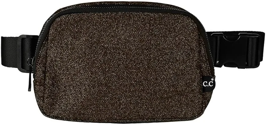 C.C Glitter Tiny Mesh Fanny Pack For Women Unisex - Shimmering Daily Waist Crossbody Belt bag With Adjustable Strap (Smokey Topaz)