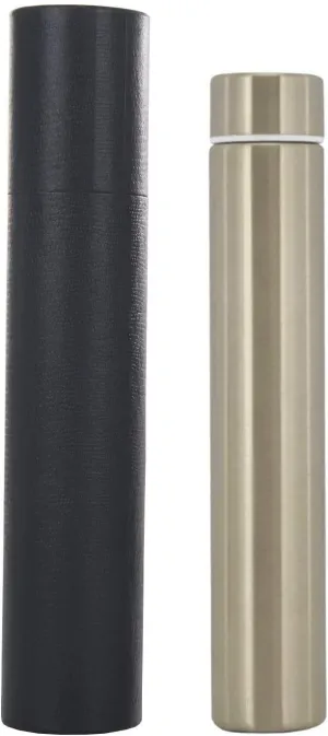 ChezMax Slim Thin Stainless Steel Vacuum Insulated Thermos Water Bottle Leak Proof Eco-Friendly Travel Thermos Cup Sports Drink Bottle 8.8 oz Gold