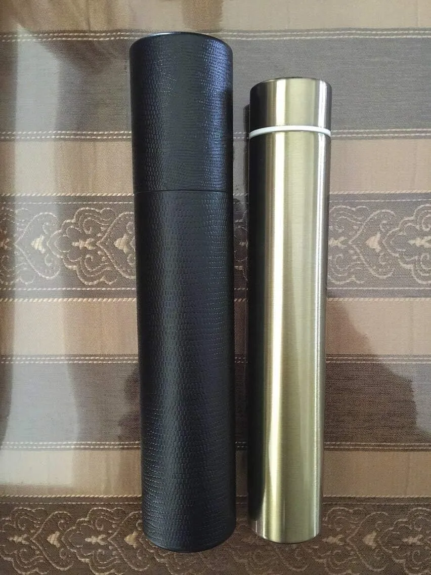 ChezMax Slim Thin Stainless Steel Vacuum Insulated Thermos Water Bottle Leak Proof Eco-Friendly Travel Thermos Cup Sports Drink Bottle 8.8 oz Gold