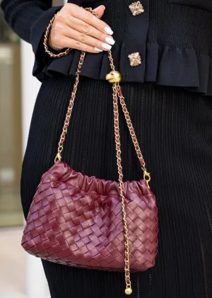 Cloud vegan leather bag with transformable strap - Burgundy