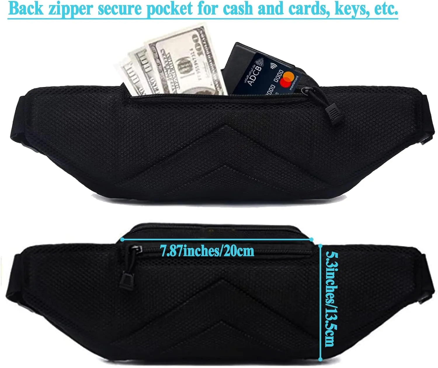 Concealed Pistol Fanny Pack Tactical Waist Bag Carry Gun Holster Fits Handgun, 1911 and More with U.S Patch (2 Pack Black Green)