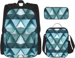 Cool Abstract Theme print 3-Piece Casual Backpack Set (Backpack   Waist Bag   Small Pouch), Unisex Daypack