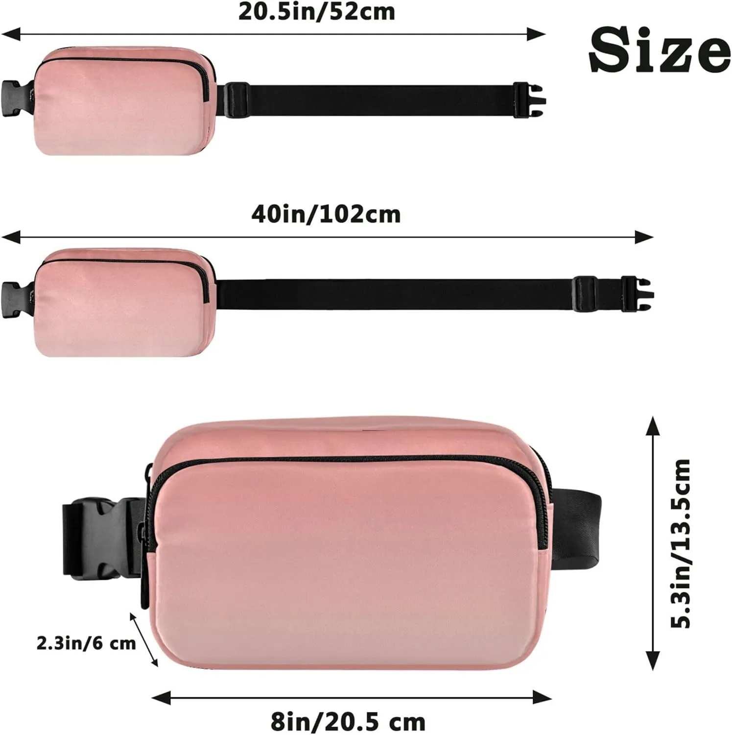 Coral Pink Misty Rose Gradient Fanny Pack for Women Hip Pack Belt Bag Waterproof Trendy Crossbody Waist Bag