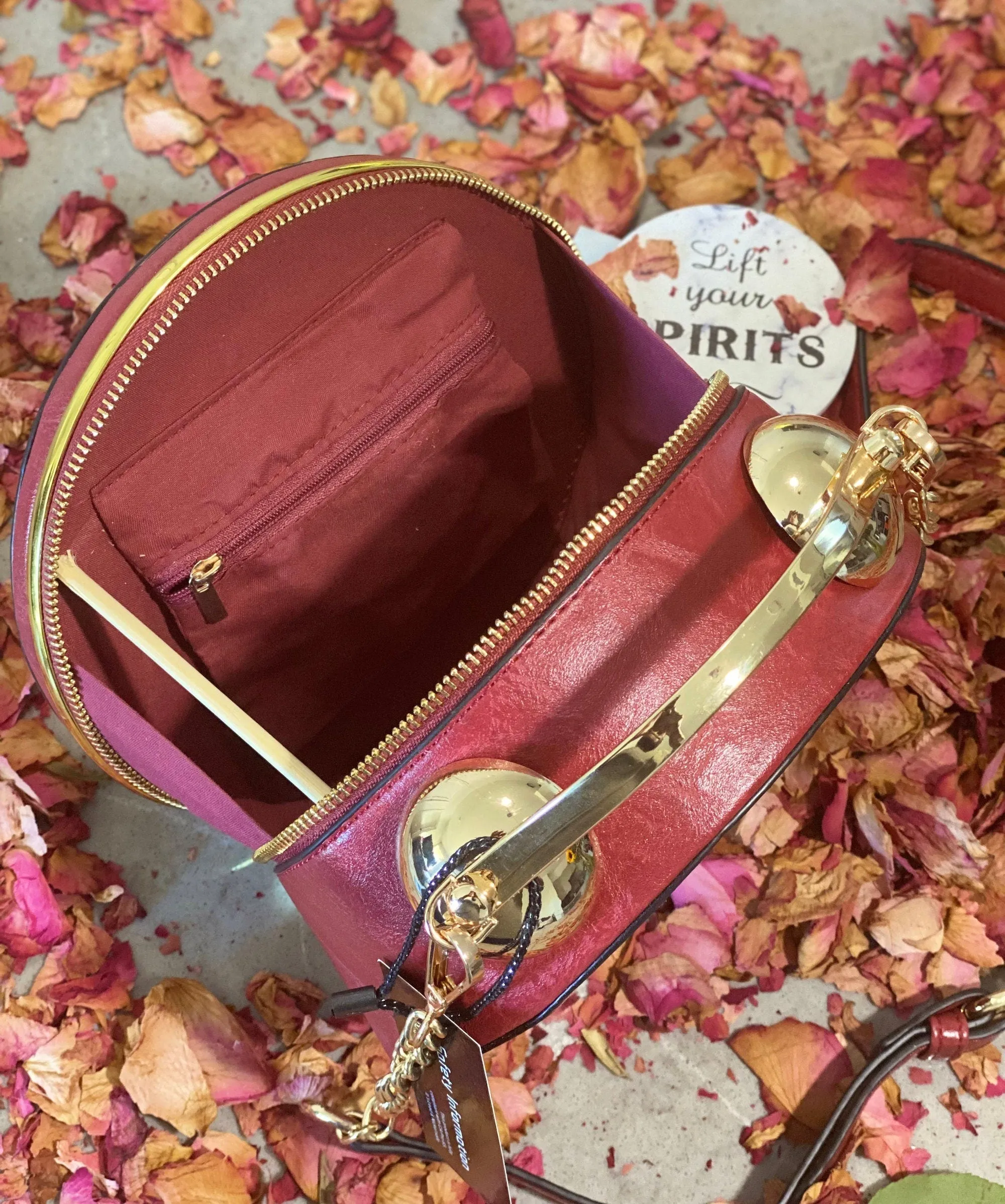 Custom Vegan Leather Handbags | Red Gold Vintage Clock Clutch