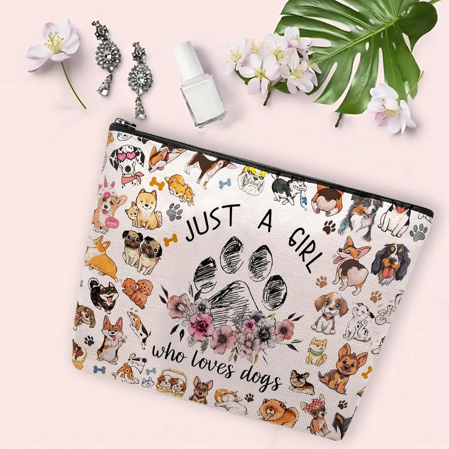 Dog Mom Gifts for Women Makeup Bag, Dog Lovers Gifts for Women, Gifts for Dog Lovers, Dog Gifts Bag for Women, Dog Stuff Toiletry Pouch Funny Christmas Gift for Dog Owner