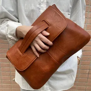 File Style Clutch Bag in Brown or Red