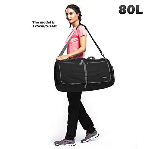 Gonex 80L Packable Travel Duffle Bag, Large Lightweight Luggage Duffel (Black)