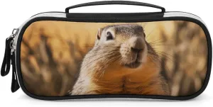 Hand Drawn Groundhog Leather Makeup Bag Portable Small Cosmetic Organizer Waterproof Toiletry Bags Brushes Pencils And Travel Make Up Accessories