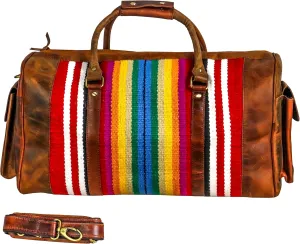 Handmade Premium Duffle Bag leather heavy duty Gym Sports Airplane Overnight Luggage Carry On Unisex Travel woven Rug Bag Wollen Bag Gift His/Her (RUG DUFFLE BAG MODULE_01)