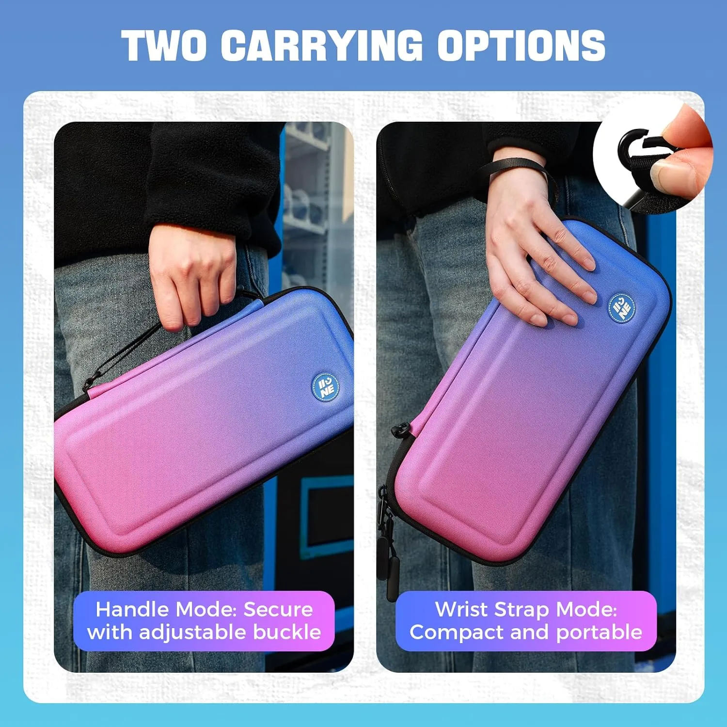 IINE Carry Case for Switch 2 Console, Protective Hard Shell Travel Storage Pouch with Mesh Bag, Durable Protective Bag Switch 2 Accessories (EVA Case, Gradient Purple)