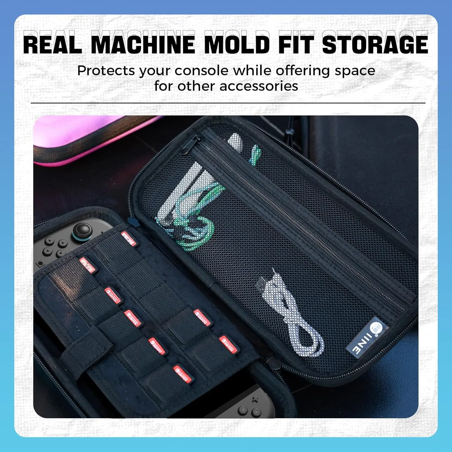 IINE Carry Case for Switch 2 Console, Protective Hard Shell Travel Storage Pouch with Mesh Bag, Durable Protective Bag Switch 2 Accessories (EVA Case, Gradient Purple)
