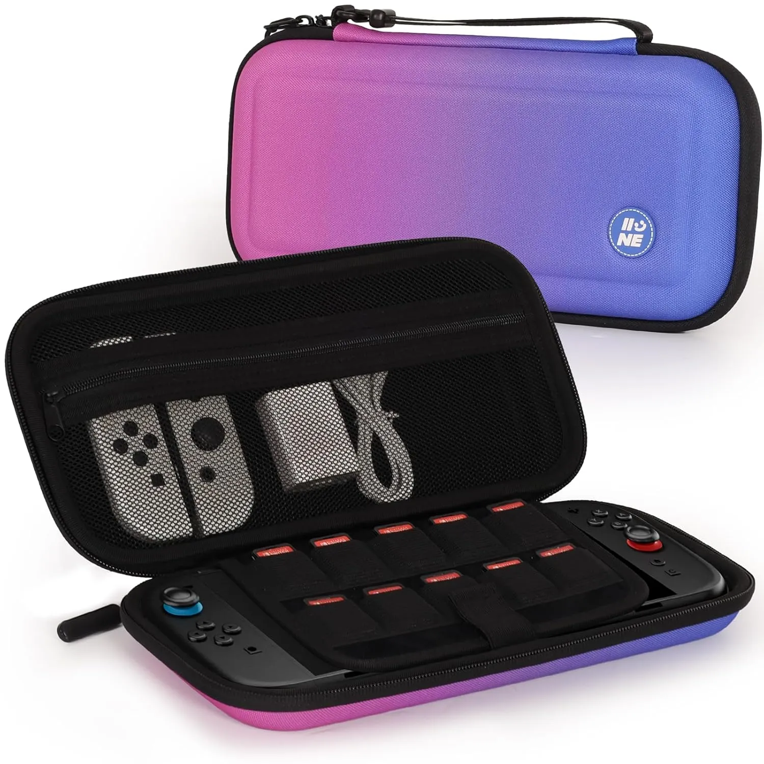 IINE Carry Case for Switch 2 Console, Protective Hard Shell Travel Storage Pouch with Mesh Bag, Durable Protective Bag Switch 2 Accessories (EVA Case, Gradient Purple)