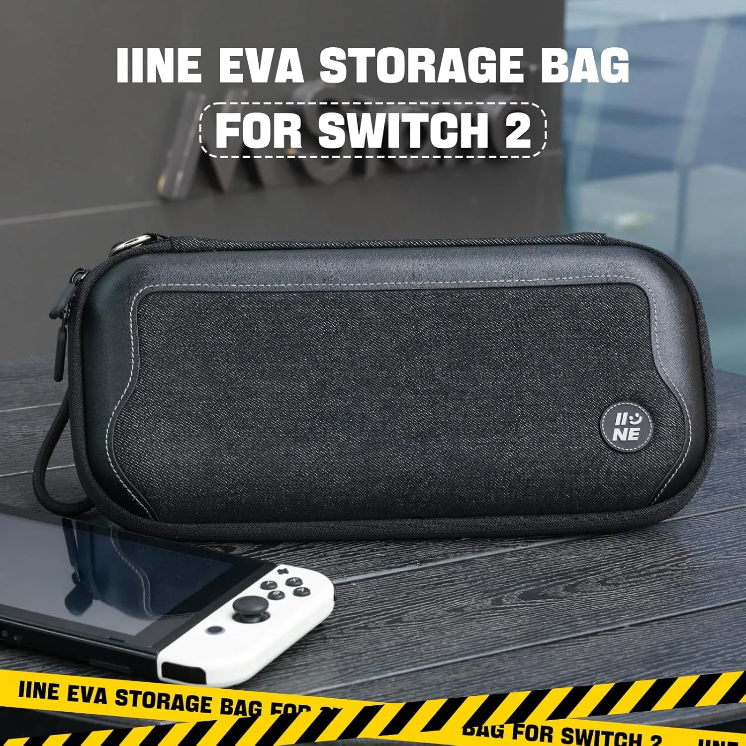 IINE Carry Case for Switch 2 Console, Protective Hard Shell Travel Storage Pouch with Mesh Bag, Durable Protective Bag Switch 2 Accessories (Hybrid Case, Black)