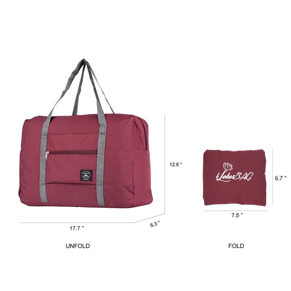 iLotusBAG Travel Foldable Duffel Bag for Women & Men,Lightweight Waterproof Carry-on Bag,Travel Luggage for Sports Gym,Travel Tote Luggage Bag(Wine Red)