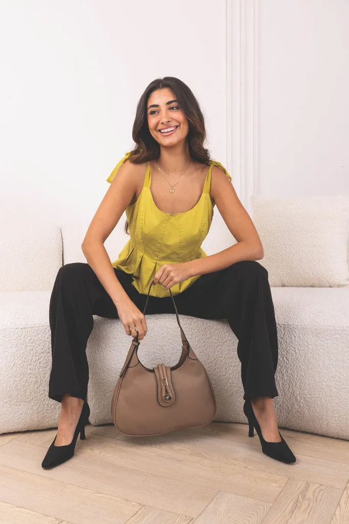 Jen & Co - Florentine Satchel Shoulder Bag - Taupe