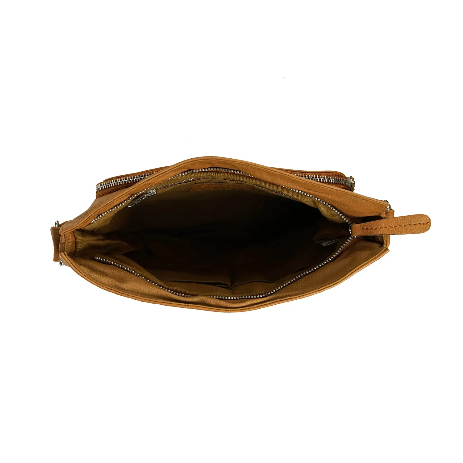 KAREN Leather Cross Body in Tan