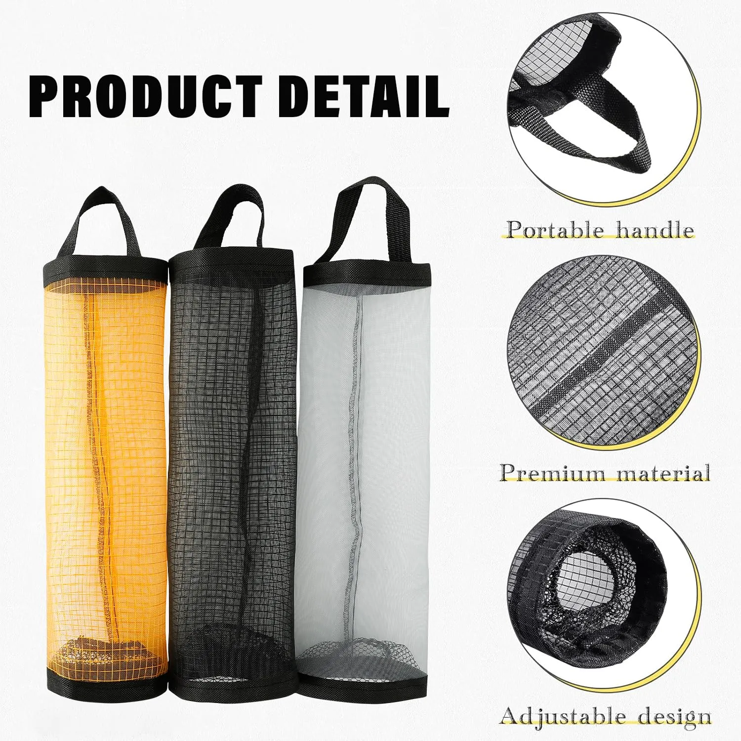 Kuber Industries 12 Pcs Garbage Bags | Hanging Storage Bag Dispenser | Reusable Trash Organizer | Toilet Paper Box | Foldable Garbage Holder | Mesh Bag for Kitchen | ZX-WB003 | Multicolor | Pack of 4