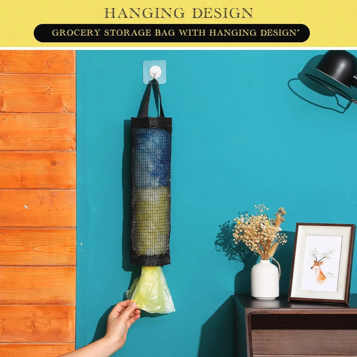 Kuber Industries 12 Pcs Garbage Bags | Hanging Storage Bag Dispenser | Reusable Trash Organizer | Toilet Paper Box | Foldable Garbage Holder | Mesh Bag for Kitchen | ZX-WB003 | Multicolor | Pack of 4