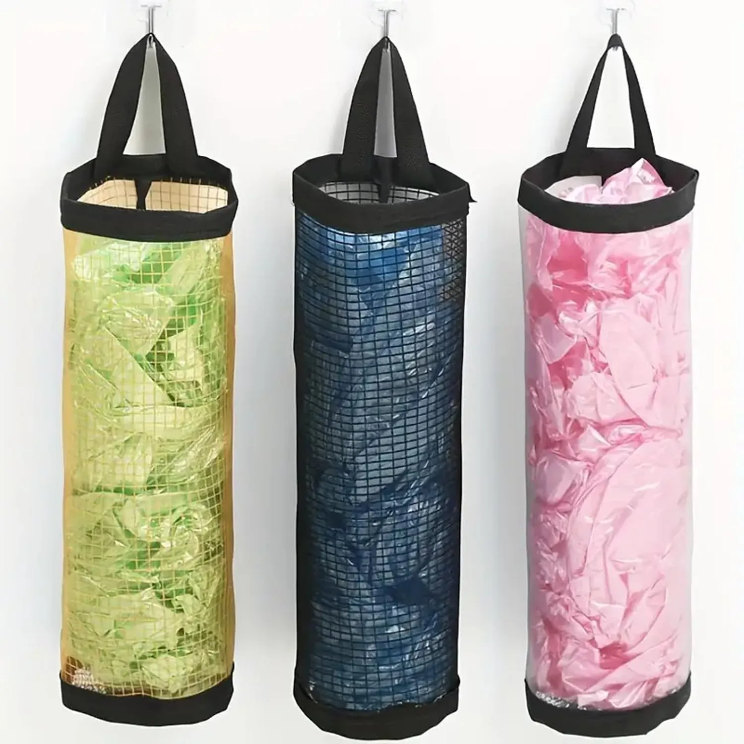 Kuber Industries 12 Pcs Garbage Bags | Hanging Storage Bag Dispenser | Reusable Trash Organizer | Toilet Paper Box | Foldable Garbage Holder | Mesh Bag for Kitchen | ZX-WB003 | Multicolor | Pack of 4