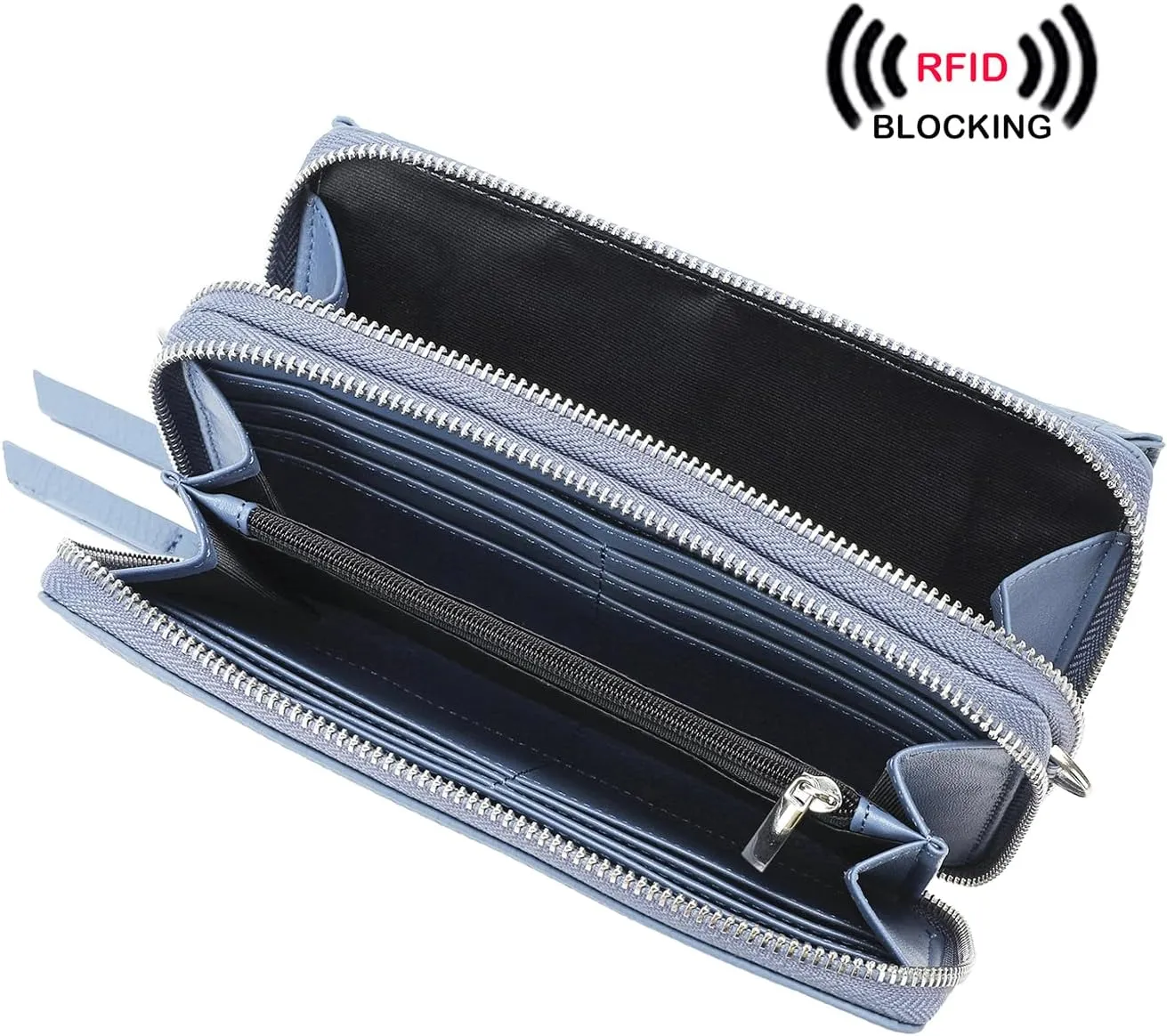 Lanyani RFID Crossbody Wallet Wristlet Purse with Phone Pocket For Women Vegan Leather