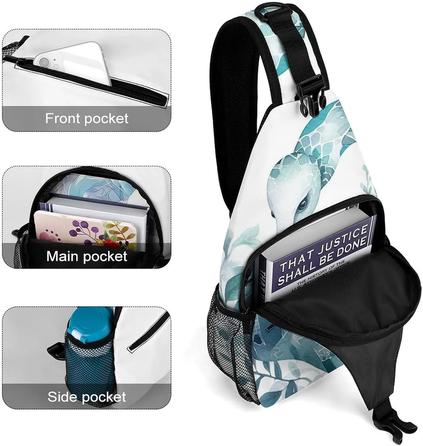 Lightweight Chest Bag Crossbody Bag Leaf Snake Sling Backpack for Women Men Sports Travel