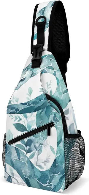 Lightweight Chest Bag Crossbody Bag Leaf Snake Sling Backpack for Women Men Sports Travel