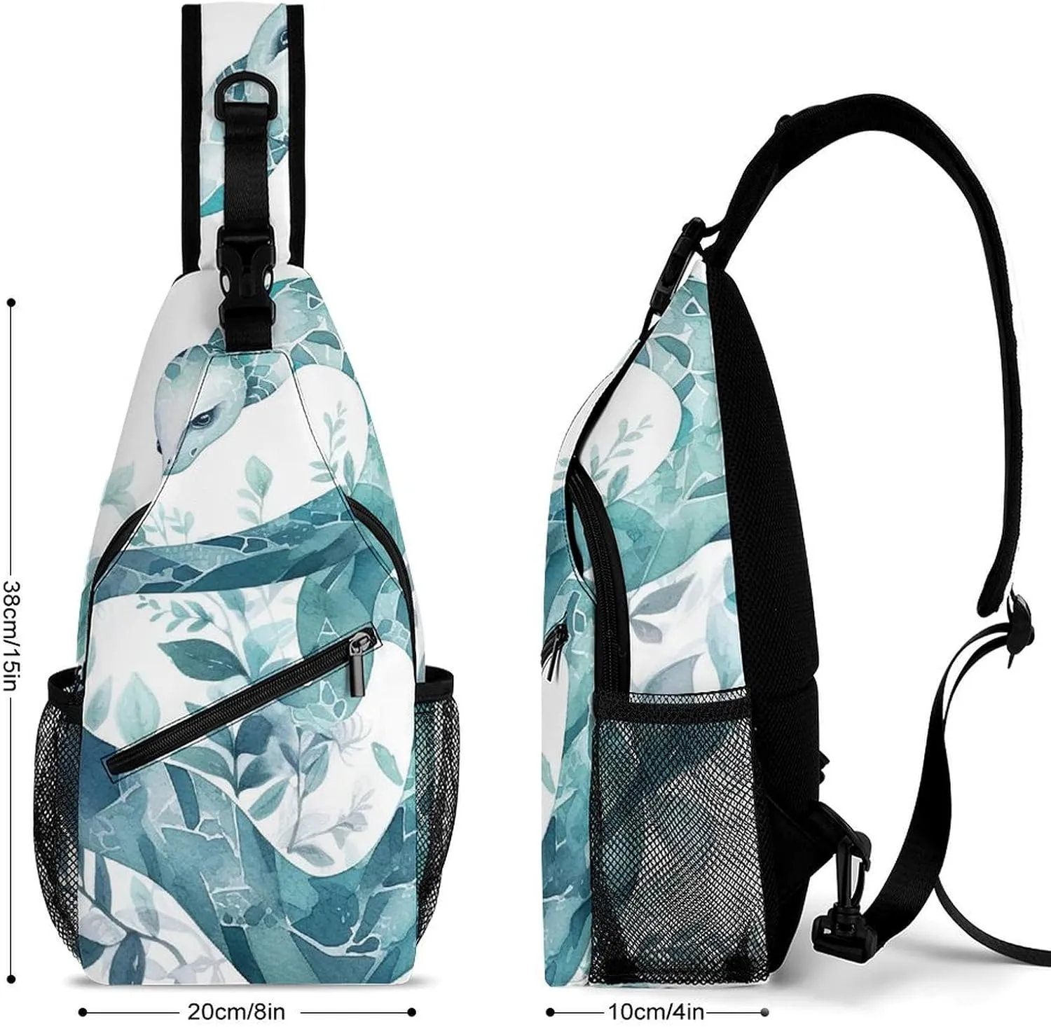 Lightweight Chest Bag Crossbody Bag Leaf Snake Sling Backpack for Women Men Sports Travel