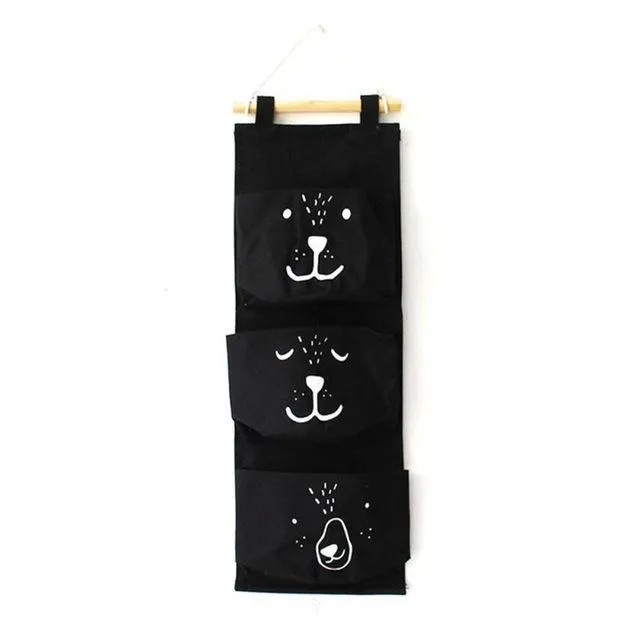 Linen 3 Pockets Wall Hanging Storage Bags Organizer On Sale