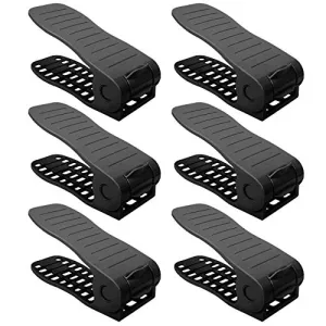 Livin' Well Shoe Organizer Rack for Closets - Adjustable Shoes Organizer and Shoe Storage, Double Deck Heels and Shoe Rack for Closet Organization (Black, 6pk)