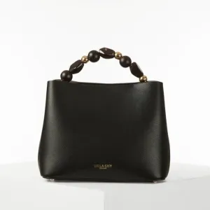 Luella Grey Danielle Beaded Handle Crossbody Tote in Black