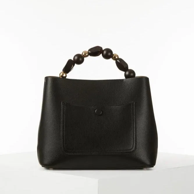 Luella Grey Danielle Beaded Handle Crossbody Tote in Black