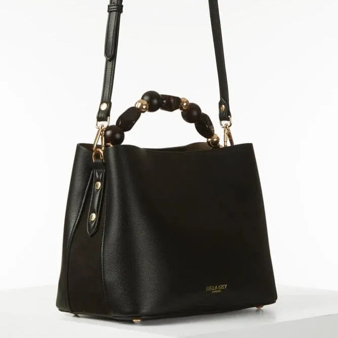 Luella Grey Danielle Beaded Handle Crossbody Tote in Black