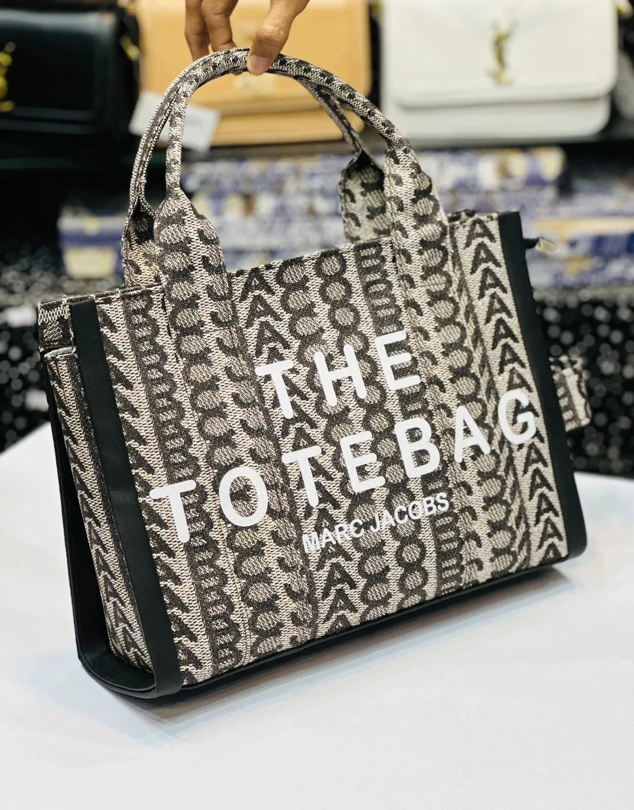 MARC JACOBS MONOGRAM TOTE BAG - BROWN